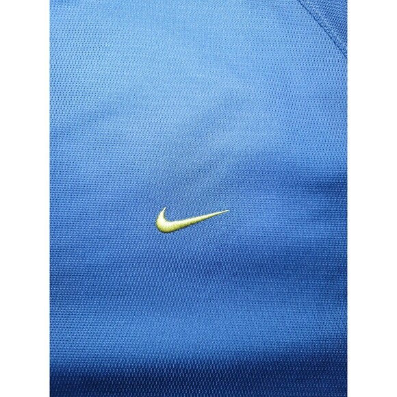 Vintage Y2K Nike Blue Yellow Swoosh Casual Short Sleeve Grey Tag Crewneck Size L - Picture 3 of 6